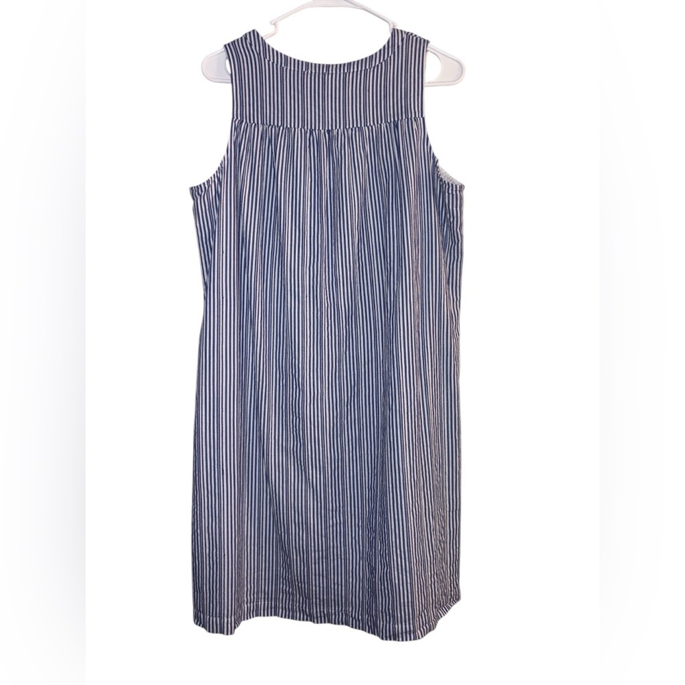 LOFT Navy Striped Midi Dress - Picture 3 of 8